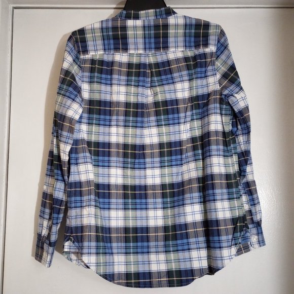 L.L. Bean Blue Plaid Flannel Organic Cotton Shirt, Size S, Pre-Owned - Picture 2 of 7